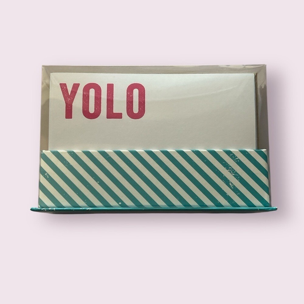 YOLO Greeting Card with Teal Stripes 50 count‎